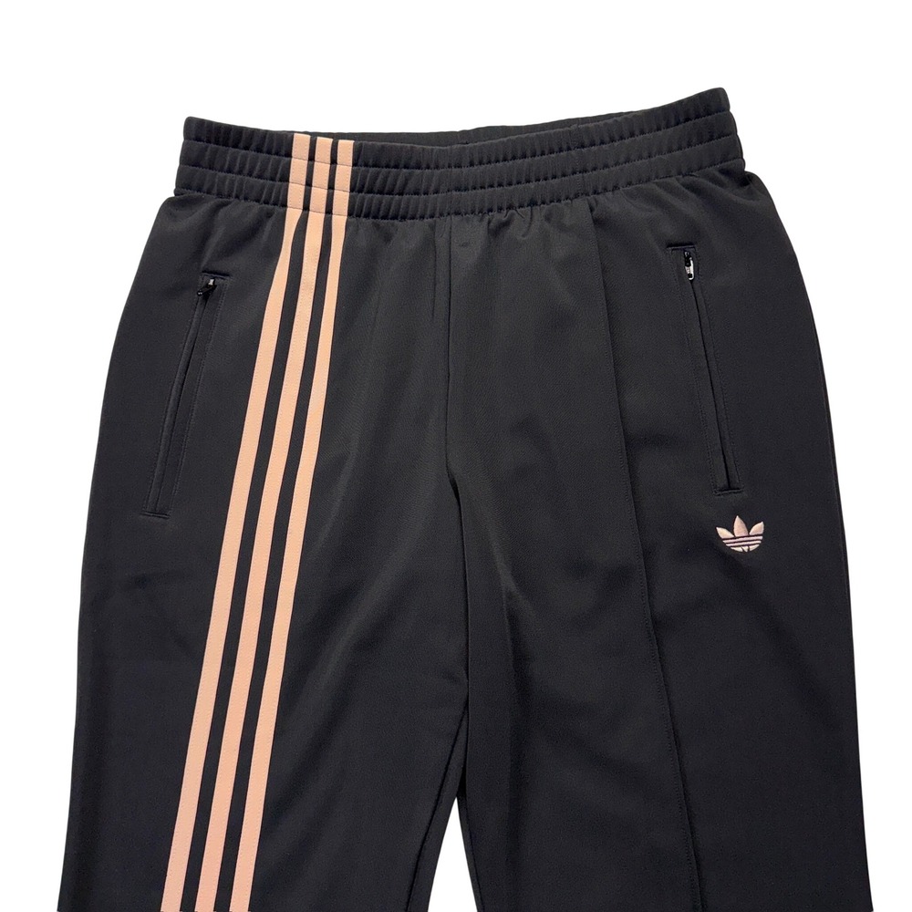 Adidas Track Pants Womens Medium Black Gold Flared Split Hem Trefoil Originals - Picture 2 of 12
